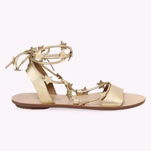 Starla Ankle-Wrap Metallic Leather Sandals